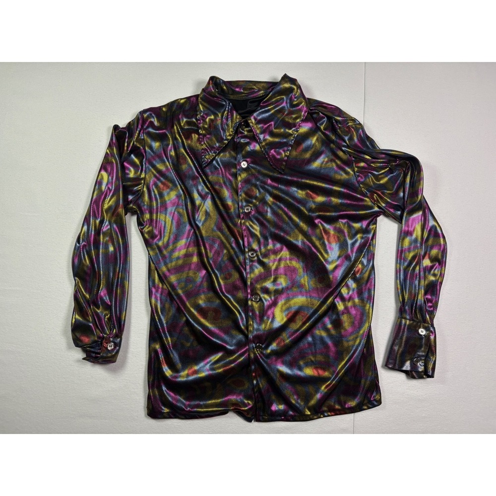 Forum Novelties Dynomite Dude Disco Shirt 70s Retro Metallic Psychedelic